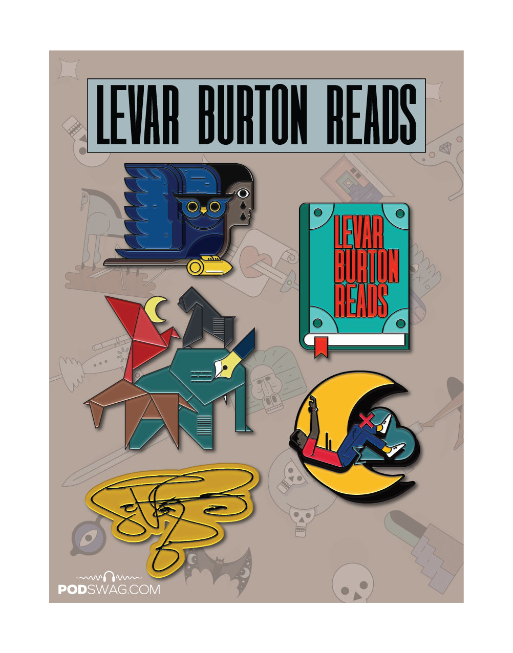 LeVar Burton Reads Enamel Pin Set