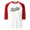 Red and white raglan shirt featuring 'SmartLess' logo in colorful script design.