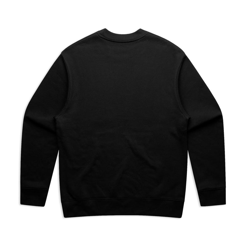 Black sweatshirt, view from the back.