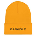 Yellow beanie hat with black 'EARWOLF' text on the front.