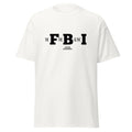 White t-shirt with bold text reading the F the B & the I and 'Scam Goddess' in black font.