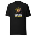 Black t-shirt featuring hands holding a celestial design with the text 'stars and stars with isa'