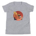 Grey t-shirt featuring cartoon character inspecting a tiny ear with a magnifying glass.