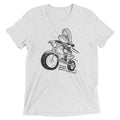 Light grey T-shirt featuring a graphic of a rider on a motorcycle with the text 'Comedy Bang! Bang!'