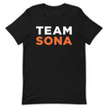 Black t-shirt featuring 'TEAM SONA' in bold white and orange letters.