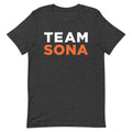 Dark grey t-shirt featuring 'TEAM SONA' in bold white and orange letters.