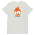 Cartoon illustration of a man with red hair and text reading 'CONAN O'BRIEN NEEDS A FRIEND' on a sport grey t-shirt.