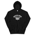 Black hoodie with white text reading 'Busted Open Appetite for Wrestling EST. 2009.'