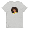 Grey t-shirt featuring cartoon illustration of a smiling woman with curly hair and the text 'Nailed It!'