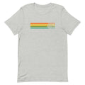 Light grey t-shirt with orange, green, and blue stripes and text that reads 'Conan O'Brien Needs A Friend.'