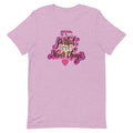 Pink t-shirt with colorful pink text saying 'I'm perfect, I'll never change' and a small heart graphic.