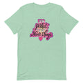 Mint green t-shirt with colorful pink text saying 'I'm perfect, I'll never change' and a small heart graphic.